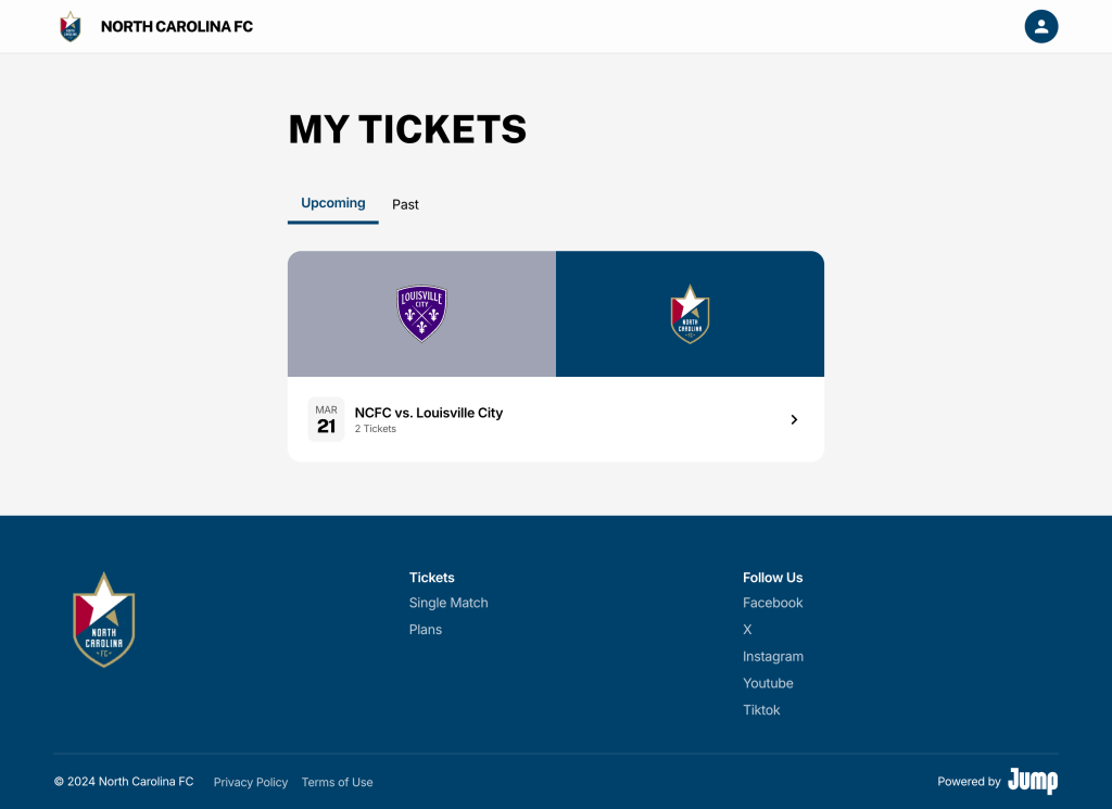 Web "Buy Tickets" on North Carolina FC's new ticketing platform.
